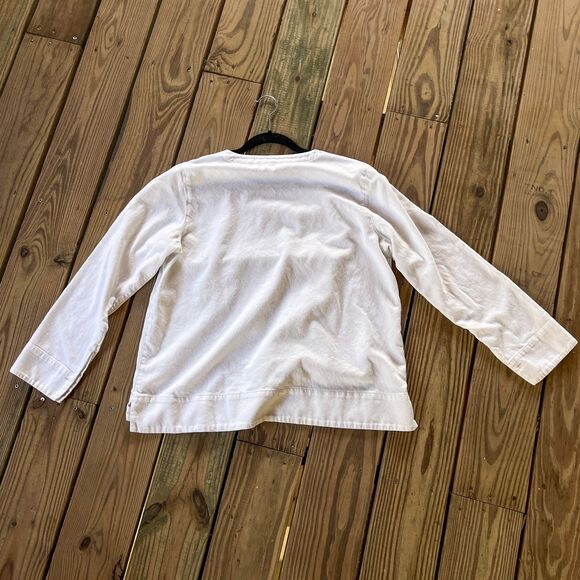Muji Long Sleeve Flannel Top - Ivory - Boat Neck - Women's Size Large - Picture 2 of 8